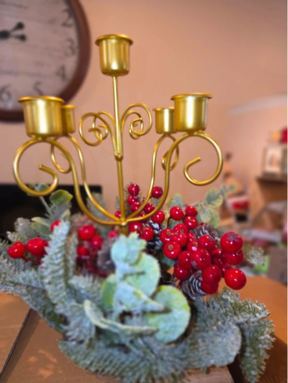 Rosecraft gold christmas candle holder centerpiece wedding party